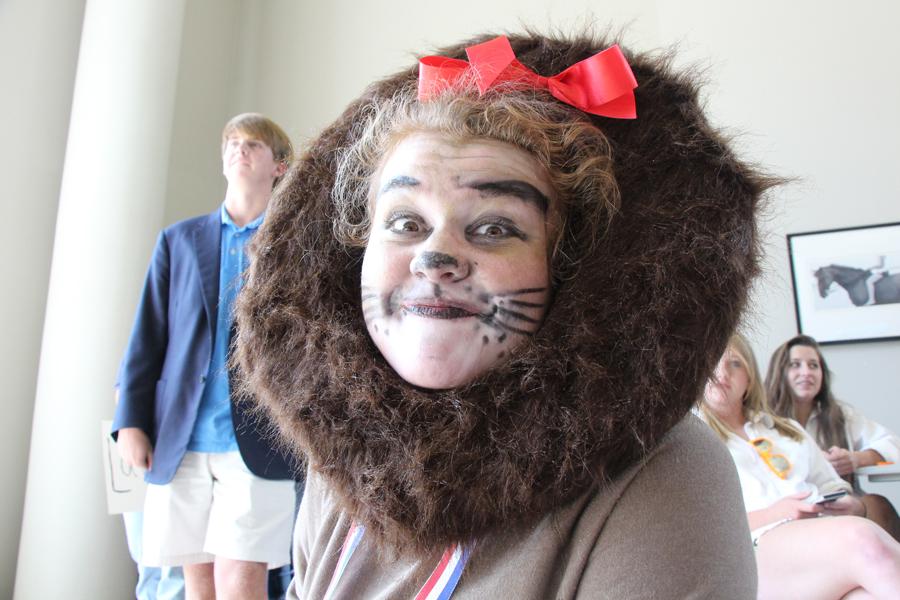 The lion from The Wizard of Oz seems to have found some courage to pose for the camera.