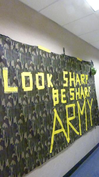 The Junior class used a lot of camouflage for their decorations.