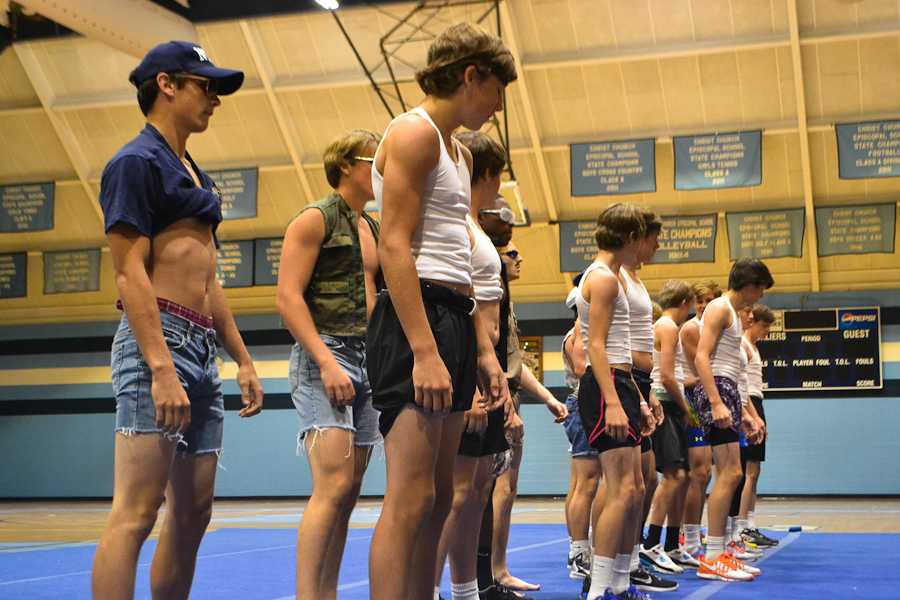 The Senior-Freshman male dance team shows off their moves.