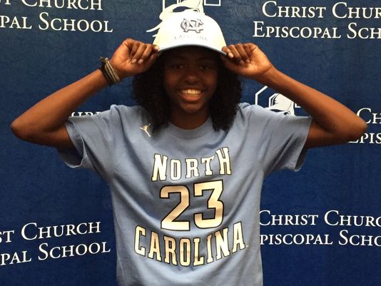 Shayla sports her UNC gear after announcing her decision (Bob Castello/Greenville News).