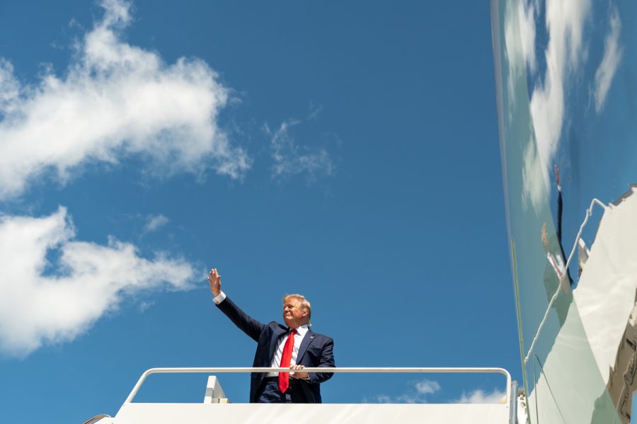 President Donald J. Trump arrives at Joint Base Andrews Air Force Base Wednesday, August 21, 2019, in Maryland, en route Kentucky.  (Official White House Photo by Shealah Craighead)