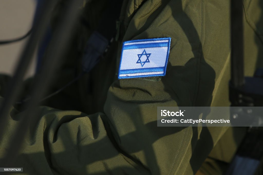Details with the Israeli flag on a military medic uniform
